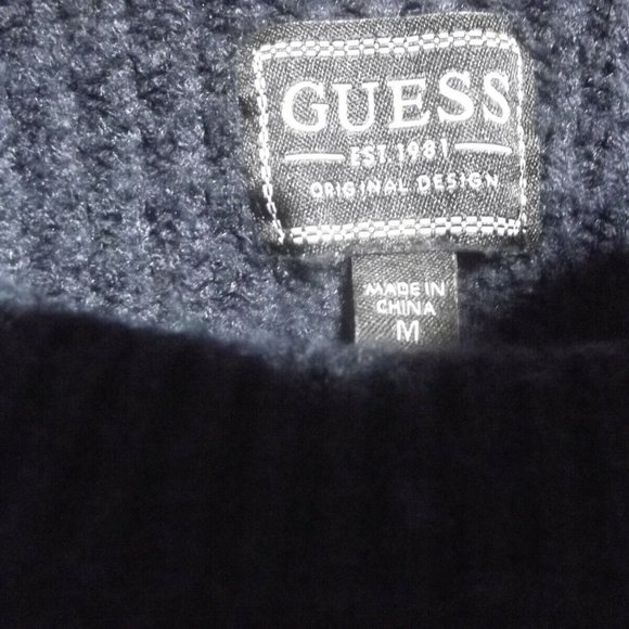 Guess Men's Blue Crew Neck Knit Pullover Long Sleeve Sweater Size M - Picture 2 of 7
